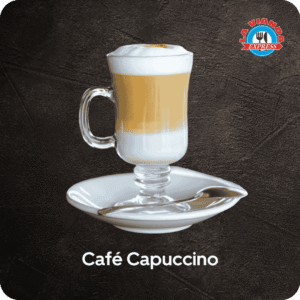 Café cappuccino recién hecho en La Vianda Express, desayuno casero en Morelia