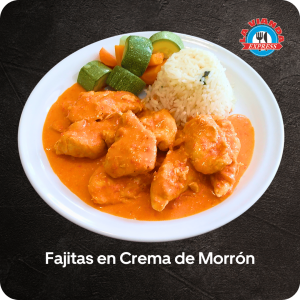 Fajitas en crema de morrón en Morelia, platillo del menú del día en La Vianda Express en Camelinas