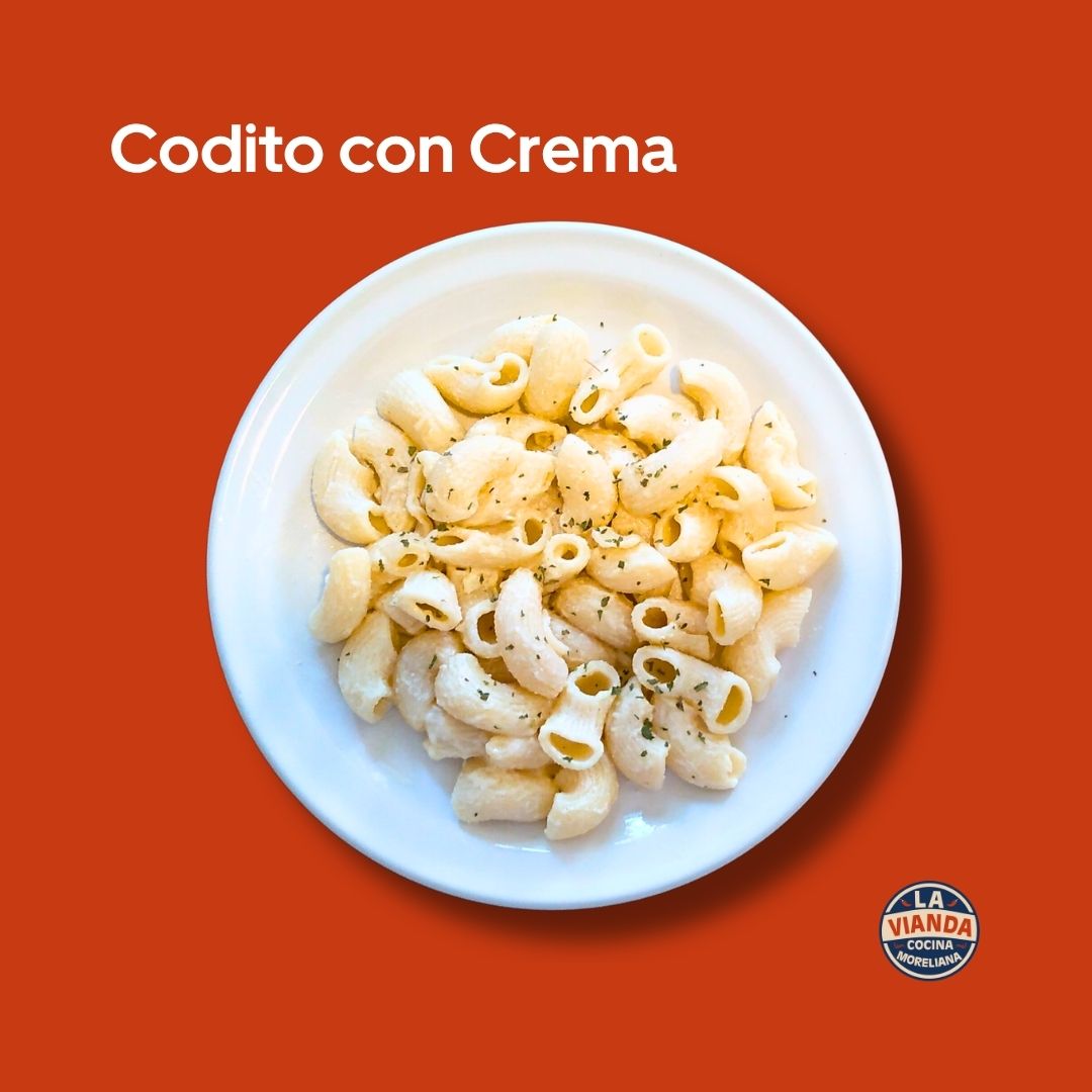 Codito con crema como acompañamiento, comida casera en Morelia Zona Camelinas