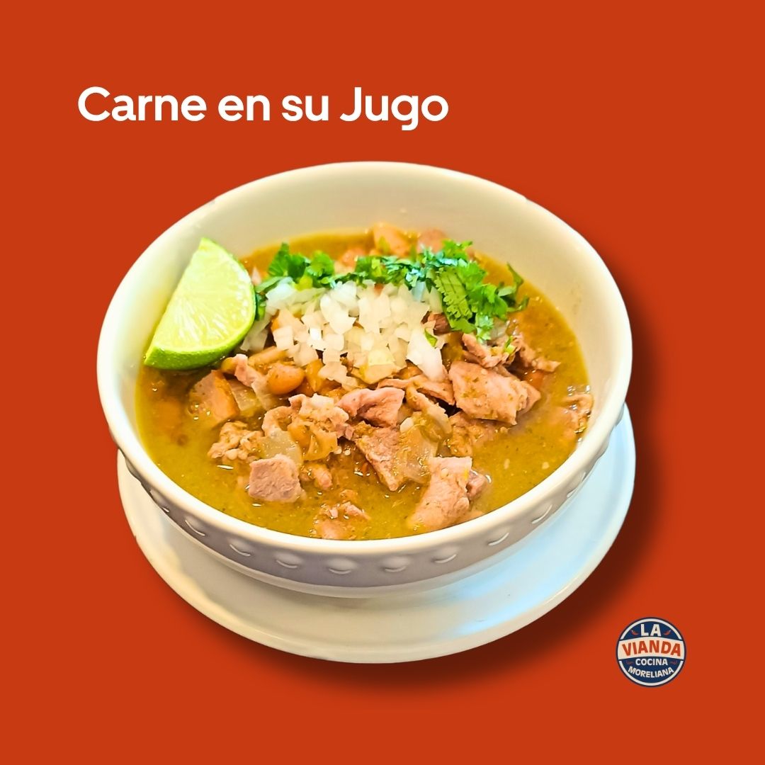 Carne en su jugo estilo Jalisco con guarniciones, comida casera en Morelia Zona Camelinas