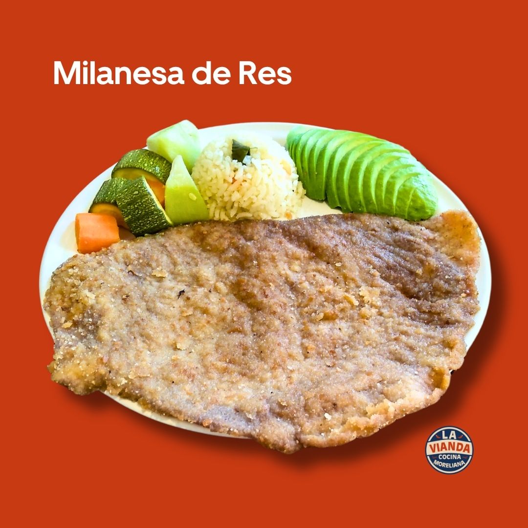 Milanesa de res con guarniciones, comida casera en Morelia Zona Camelinas
