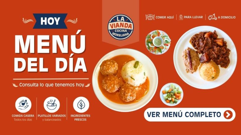 Comida Casera en Morelia para el 11 de mayo de 2026 con bistec en chile negro con papas y albóndigas de res en chipotle en La Vianda Cocina Moreliana