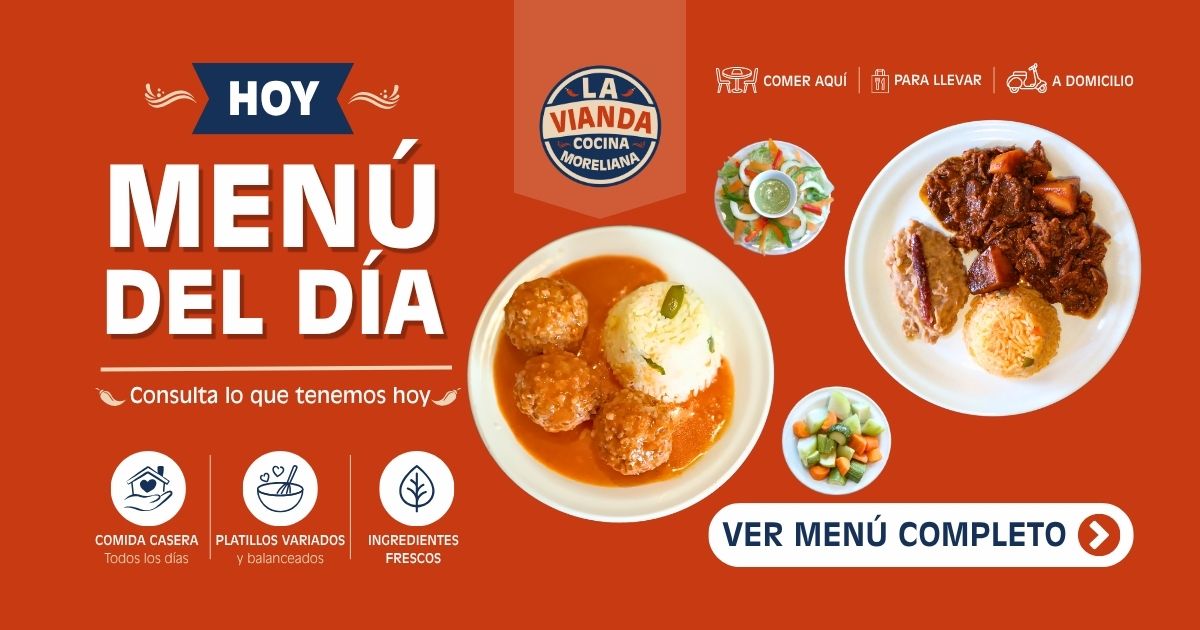 Comida Casera en Morelia para el 11 de mayo de 2026 con bistec en chile negro con papas y albóndigas de res en chipotle en La Vianda Cocina Moreliana