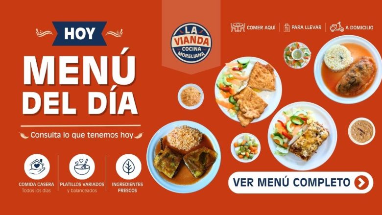 Comida Casera en Morelia para el 15 de mayo de 2026 con lasaña boloñesa, chile pasilla relleno y pechuga cordón blue en La Vianda Cocina Moreliana