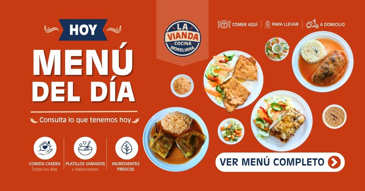 Comida Casera en Morelia para el 15 de mayo de 2026 con lasaña boloñesa, chile pasilla relleno y pechuga cordón blue en La Vianda Cocina Moreliana