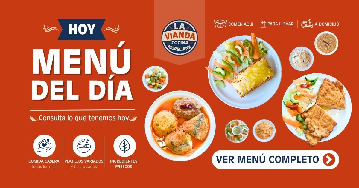 Comida Casera en Morelia para el 8 de mayo de 2026 con lasaña de atún, chile poblano relleno de queso y pechuga cordón bleu en La Vianda Cocina Moreliana