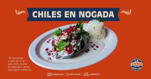 Chiles en Nogada en Morelia de La Vianda Cocina Moreliana, comida casera de temporada en colonia Camelinas, cerca de Av. Solidaridad y Prados del Campestre.